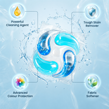 Deep clean laundry pods for heavily soiled clothes - Welvet Wash Ahmedabad